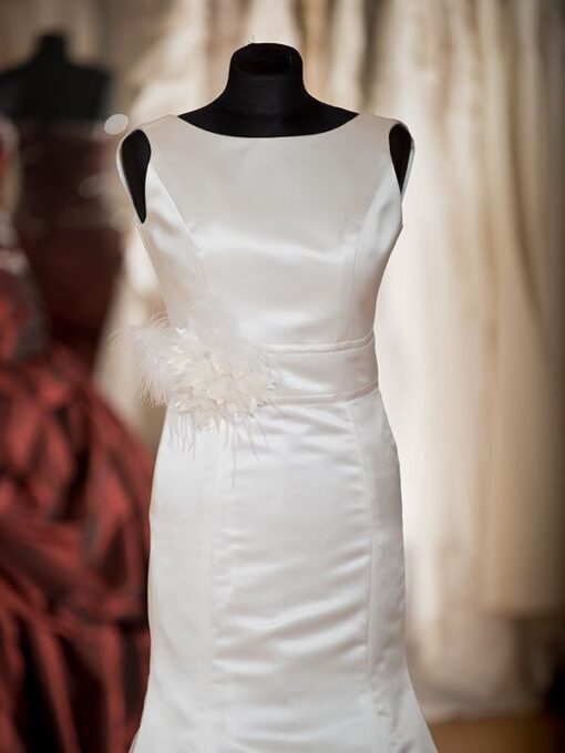 Brautkleider Meerjungfrauen-Stil Satin Creme Modell Janna - Image 3