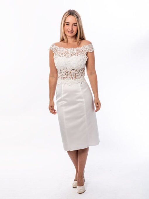 Standesamtkleid kurz Spitze Creme Modell Marry - Image 2